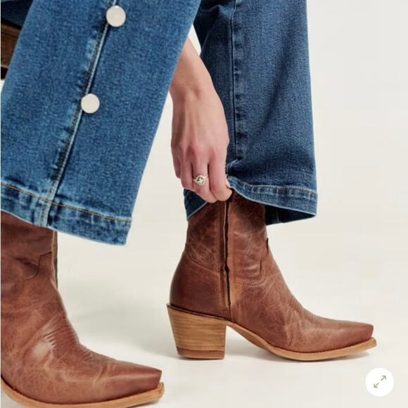 Tecovas Revivals Women’s Leather Roper Boots Bourbon Brown Short Booties 8B - Picture 16 of 16